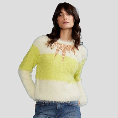 Cynthia Rowley Stripe Sweater With Sequin Detail In Yellow