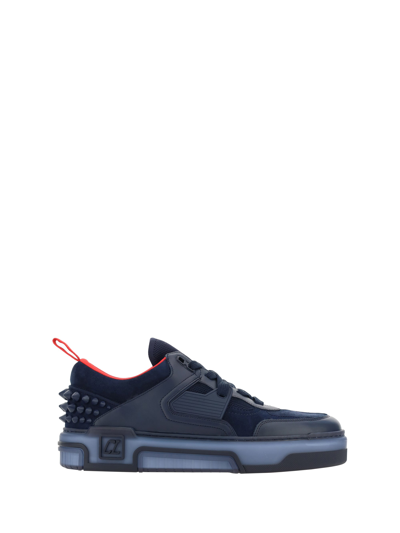 Christian Louboutin Astroloubi Sneakers In Calf Leather And Suede In Marine