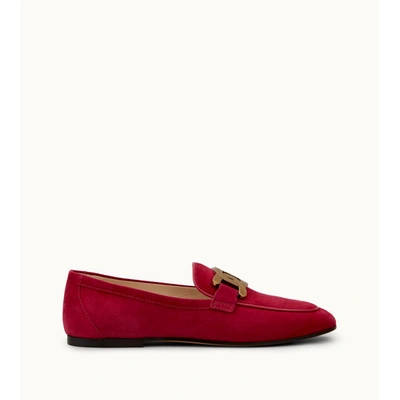 Tod's Gommino Embellished Suede Loafers In Red