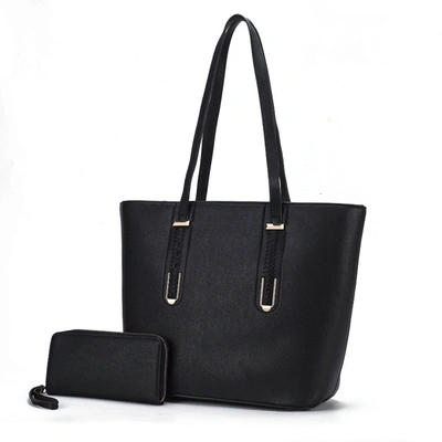 Mkf Collection By Mia K Mina Vegan Leather Women's Tote And Wristlet Wallet - 2 Pieces By Mia K In Black