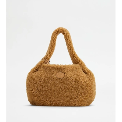 Tod's Shirt Hobo Bag In Sheepskin Small In Beige