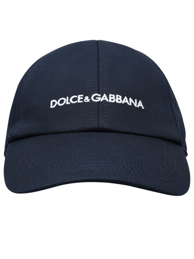 Dolce & Gabbana Black Cotton Hat Man In Blue