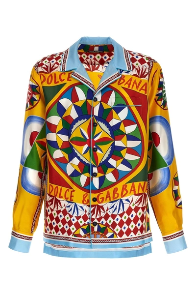 Dolce & Gabbana Carretto-print Silk Twill Shirt In Multicolor