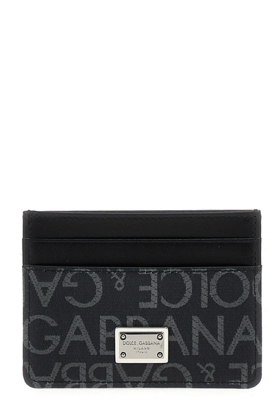 Dolce & Gabbana Men Jacquard Logo Cardholder In Black