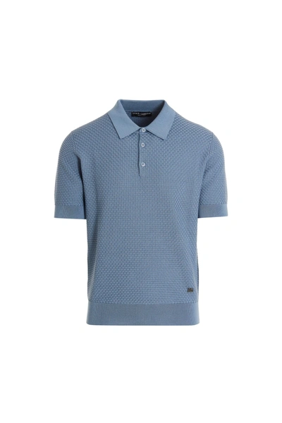 Dolce & Gabbana Knit Polo Shirt In Blue
