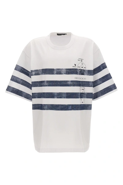 Dolce & Gabbana Marina Print T-shirt In Blanco