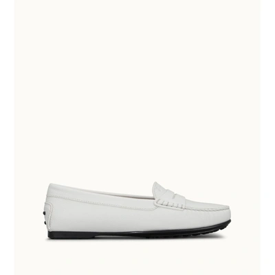 Tod's City Gommino Leather Loafers In White