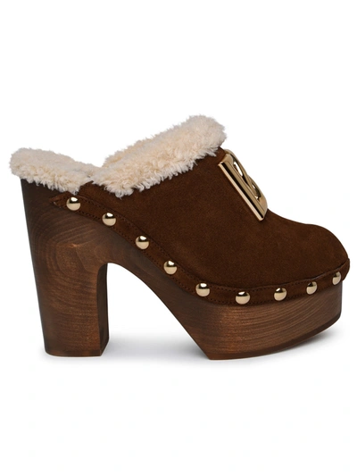 Dolce & Gabbana Brown Suede Clog Woman