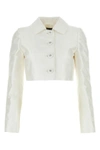 Dolce & Gabbana Monogram-jacquard Button-down Cropped Jacket In White