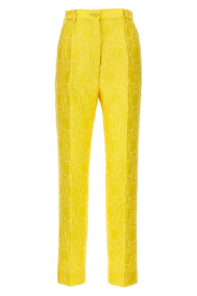 Dolce & Gabbana Jaquard Tailored Trousers Trousers Yellow