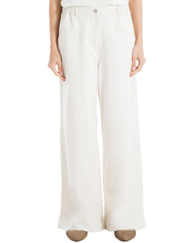 Max Studio Pique Denim Pant In White