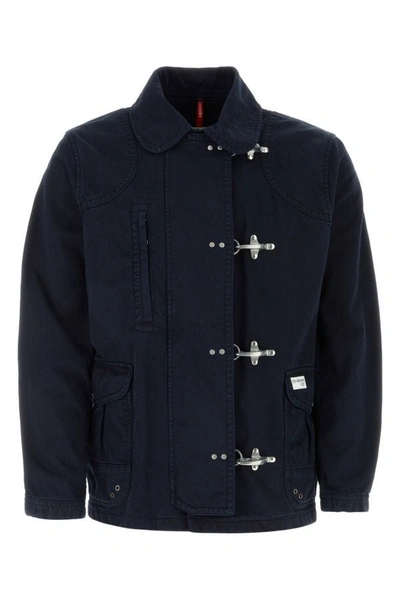 Fay Man Navy Blu Denim Jacket In Blue