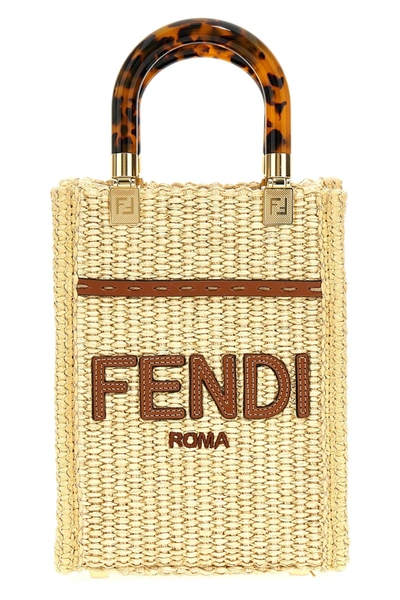 Fendi Mini Sunshine Shopper Bag In Cream
