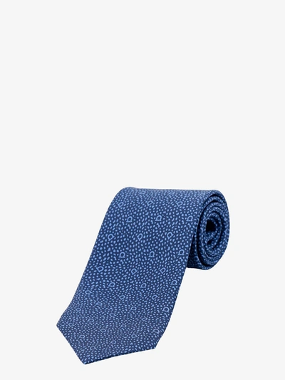Ferragamo Man Tie Man Blue Bowties E Ties