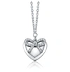 Rachel Glauber Chic White Gold Plated Tie Ribbon On Heart Shaped Pendant In Silver