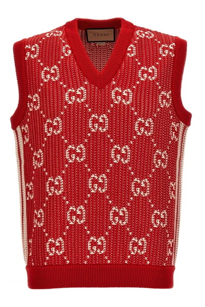 Gucci Men 'gg' Vest In Red