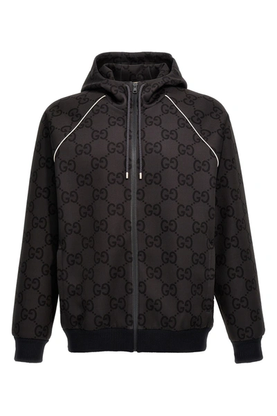 Gucci Jumbo Gg Jacket In Grey