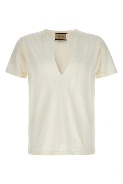 Gucci Men V-neck T-shirt In White