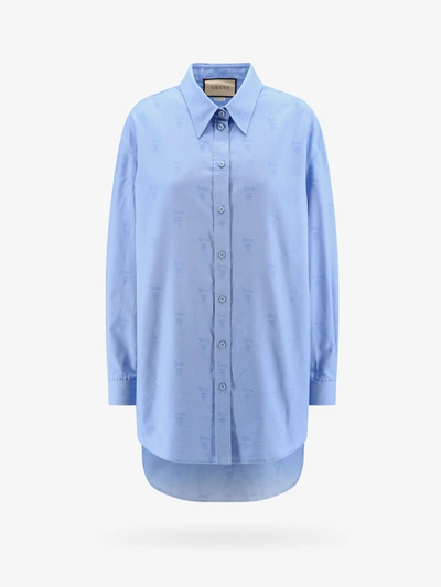 GUCCI GUCCI WOMAN SHIRT WOMAN BLUE SHIRTS