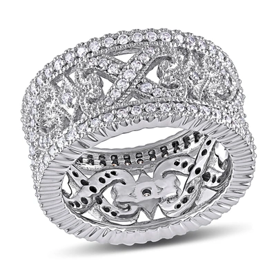 Mimi & Max 1ct Tdw Diamond Scroll Vintage Eternity Band In 14k White Gold In Silver