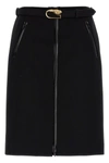 Gucci Black Wool Skirt With Removable Belt In Black