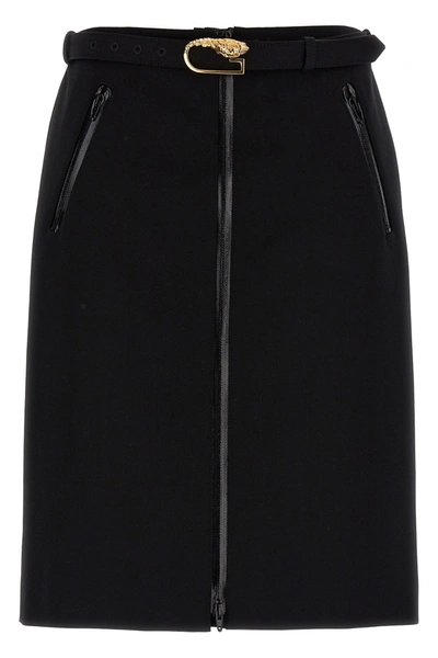 Gucci Women Wool Skirt With Removable Belt In Black