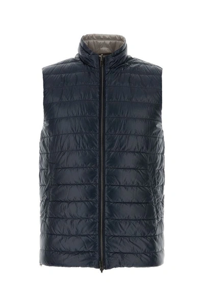 Herno Man Dark Blue Nylon Reversible Sleeveless Down Jacket