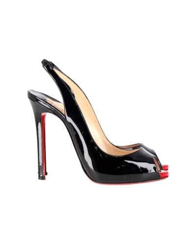 Christian Louboutin Private Number Slingback Pumps In Black Patent Leather