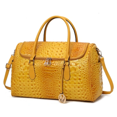 Mkf Collection By Mia K Rina Crocodile Embossed Vegan Leather Women's Duffle Bag By Mia K In Yellow