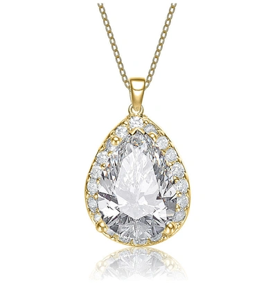 Rachel Glauber Pear-shaped Pendant With Colored Cubic Zirconia In Gold