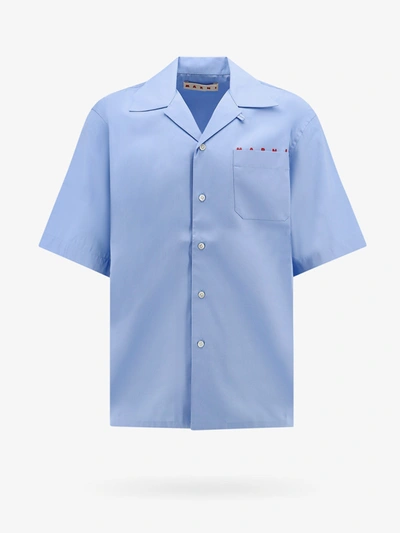 Marni Short-sleeve Cotton Shirt In Blue