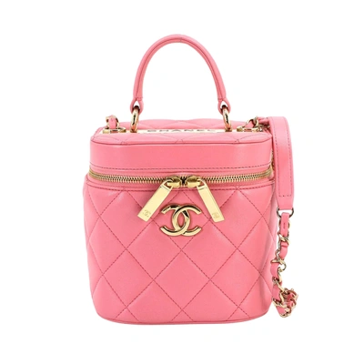 Pre-owned Chanel Vanity Leather Shoulder Bag () In Pink