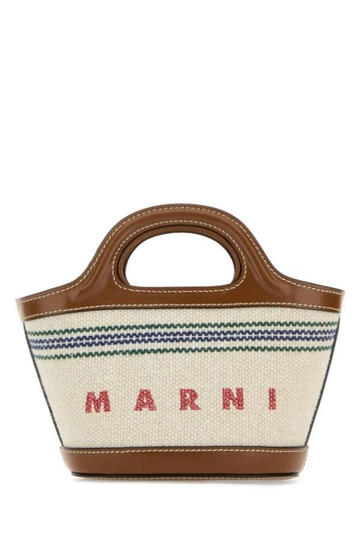 Marni Logo Detailed Tote Bag In White