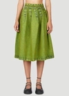 Marni Pleated Denim Midi Skirt In Green