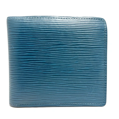 Pre-owned Louis Vuitton Portefeuille Marco Leather Wallet () In Blue