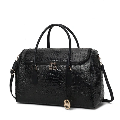 Mkf Collection By Mia K Rina Crocodile Embossed Vegan Leather Women's Duffle Bag By Mia K In Black