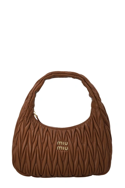 Miu Miu Wander Zipped Shoulder Bag In Brown