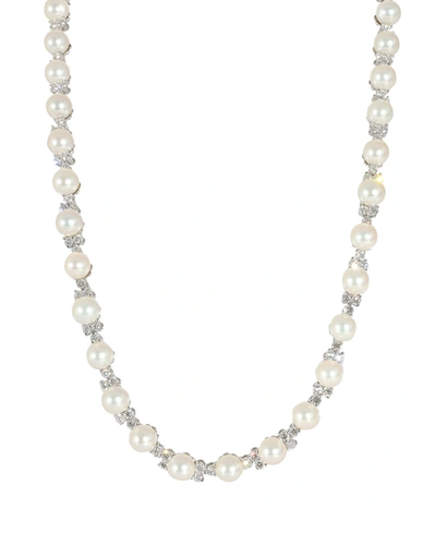 Tiffany & Co Aria Trio Pearl & Diamonds Necklace In Platinum 4.91 Ctw In Silver