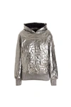 Moose Knuckles Metallic Quilted Hoodie Sleeve Pocket In Silver