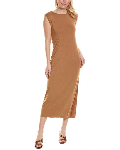 Stateside Luxe Jersey Boatneck Midi Dress In Brown