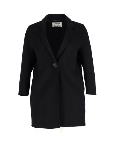 Acne Studios Quarter-sleeve Coat In Black Wool