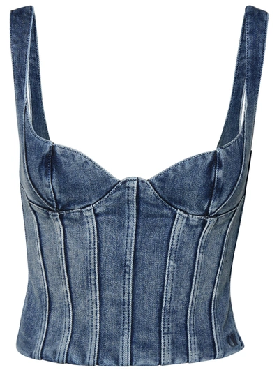 OFF-WHITE OFF-WHITE BLUE COTTON BLEND BUSTIER TOP WOMAN