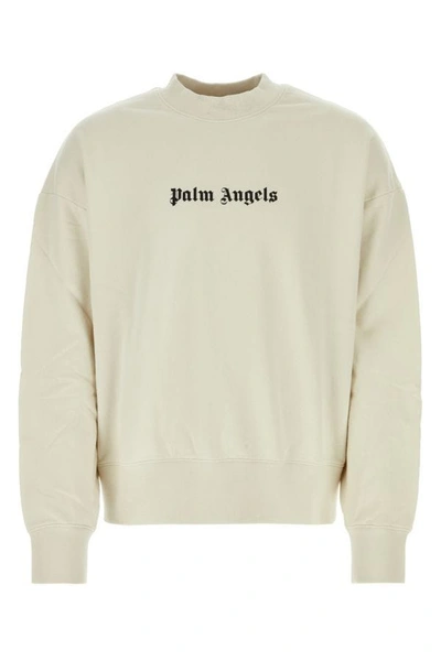 Palm Angels Man Sand Cotton Sweatshirt In Brown