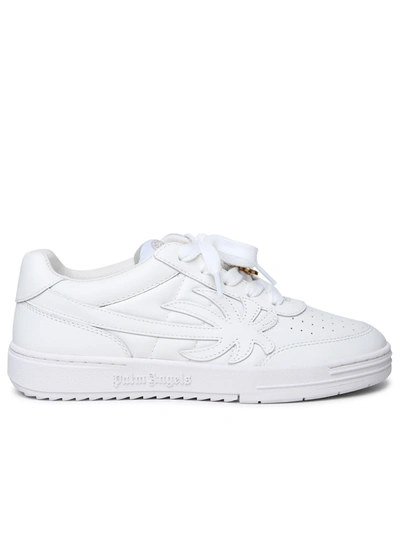 PALM ANGELS PALM ANGELS MAN PALM ANGELS 'PALM BEACH UNIVERSITY' WHITE LEATHER SNEAKERS