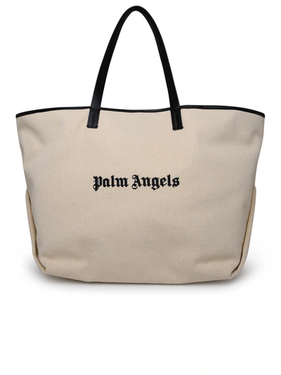 Palm Angels Woman Ivory Cotton Tote Bag In Cream