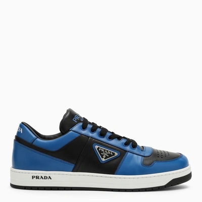 Prada Downtown Leather Sneakers In Black