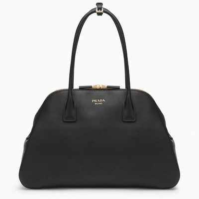Prada Large Black Leather Shopping Bag Women