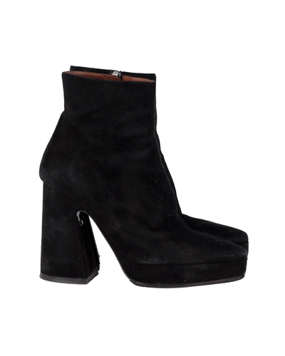 Proenza Schouler Block Heel Platform Boots In Black Suede