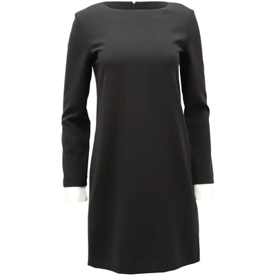 Theory Long-sleeved Mini Dress With Bateau Neckline In Black Triacetate