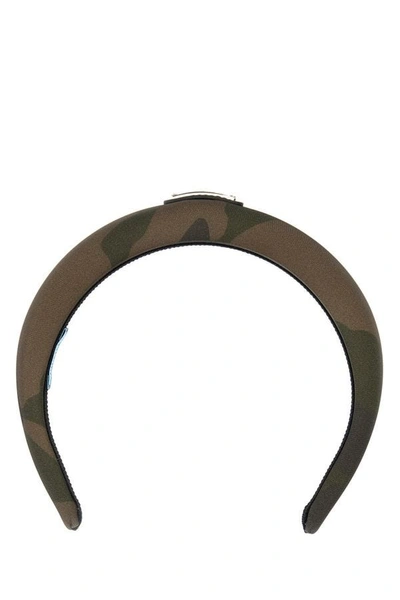 Prada Woman Printed Re-nylon Hairband In Green